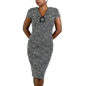 Vintage Howard Wolf Dress Black and White Cap Sleeve Shoulder Pads Dotted Small